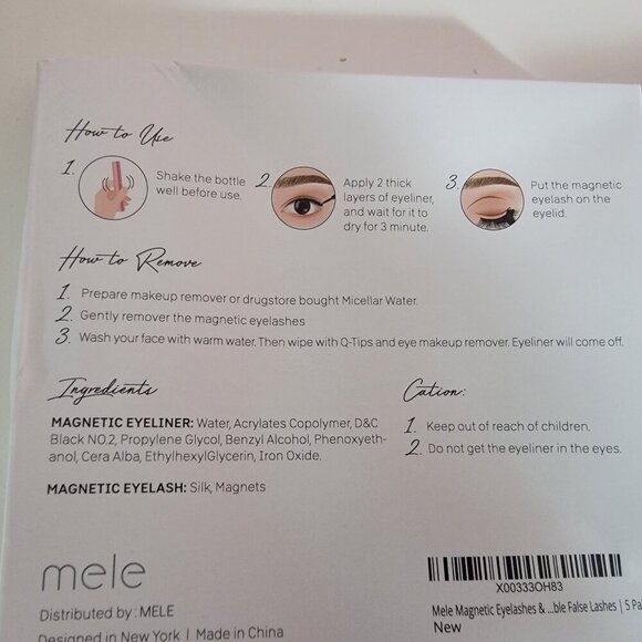 Mele Magnetic Eyelashes with Eyeliner 5 Pair Makeup  Cosmetic NEW Eyelashes - Picture 8 of 10